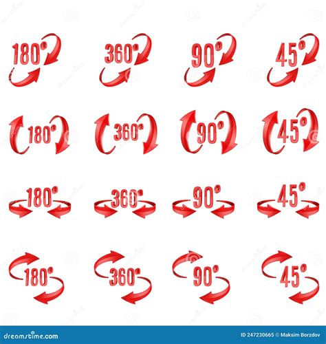 Angle Degrees Circle Icons Geometry Math Signs Vector Illustration