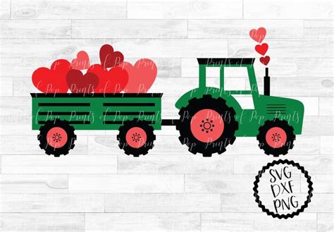 Tractor And Hearts Valentine Svg Dxf Png Clip Art Valentines Svg Svg