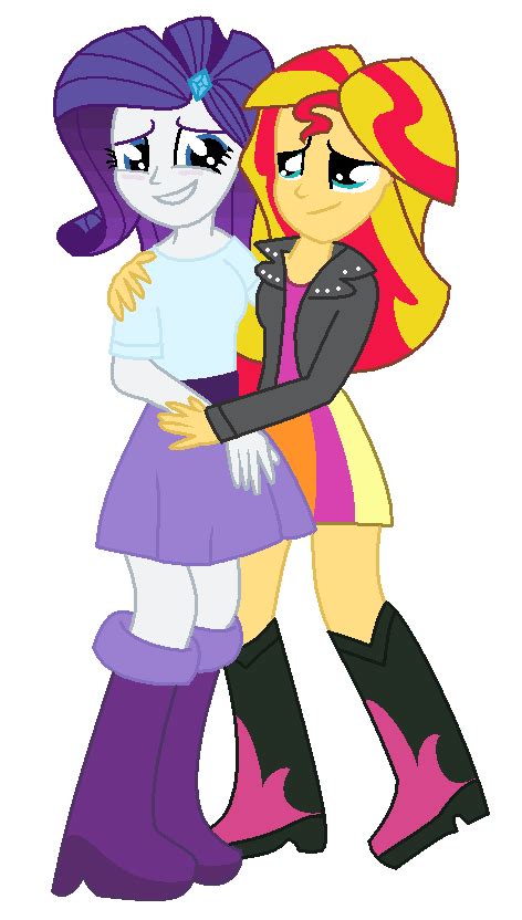 Rarity And Sunset Shimmers Somewhat Awkward Hug By Sjart117 On Deviantart