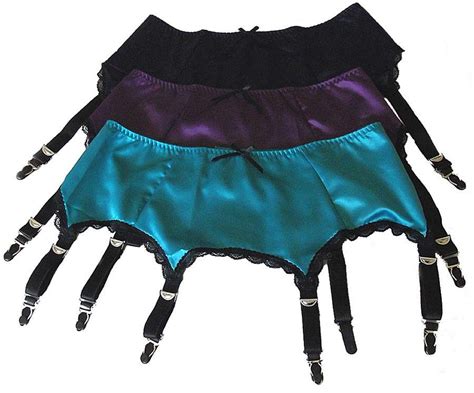 Blue Satin 6 Strap Suspender Belt