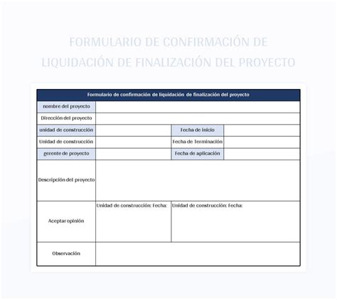 Plantilla de Excel Formulario De Confirmación De Liquidación De