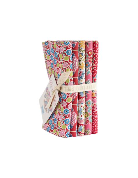 Tilda Pie In The Sky Fat Quarter Bundle 5 Tessuti Red Pink