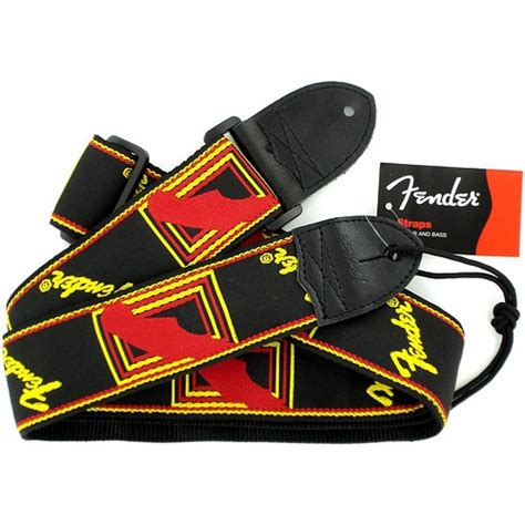 Fender 2 Monogrammed Strap Black Yellow And Red