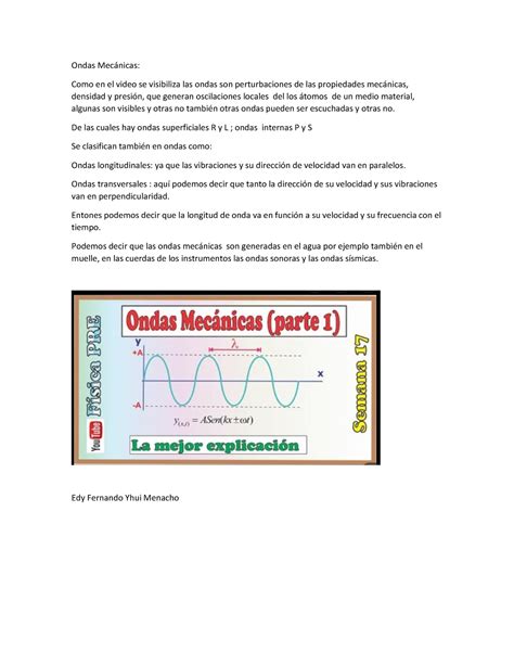 Ondas Mec Nicas Ondas Mecnicas Como En El Video Se Visibiliza Las