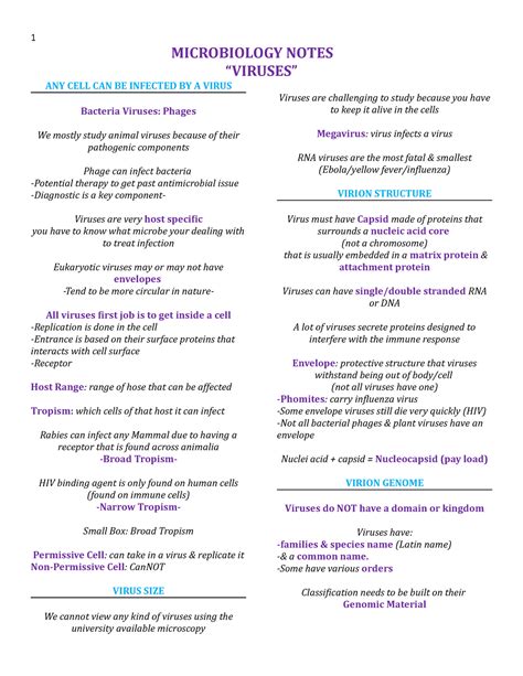 Microbiology Notes Viruses 1 Microbiology Notes “viruses” Any Cell