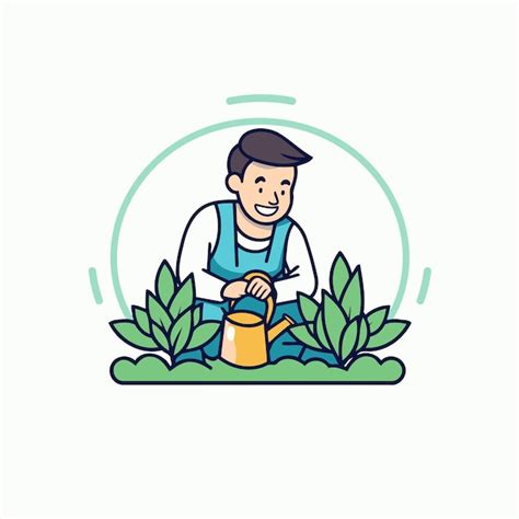 Premium Vector Gardener Watering Plants In The Garden Flat Style