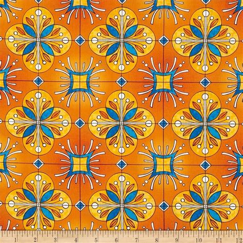 Esperanza Large Spanish Tile Mango Orange Fabric Spanish Tile