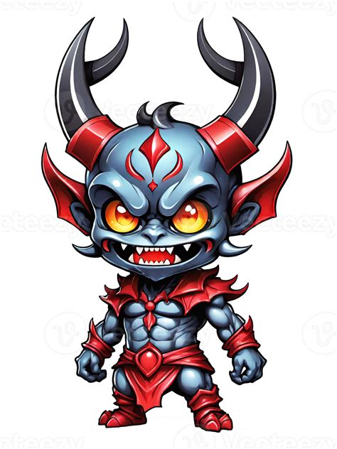 Ai Generated Chibi Demon With Horns Cartoon Character Llustration On