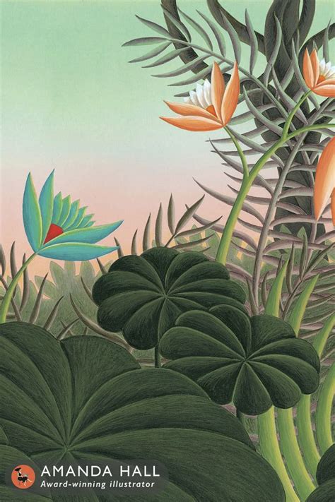Naive Art Flowers In The Style Of Henri Rousseau By Amanda Hall In