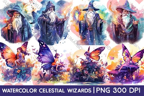 Watercolor Celestial Wizards Clipart Graphic By Sukumarbd4 · Creative