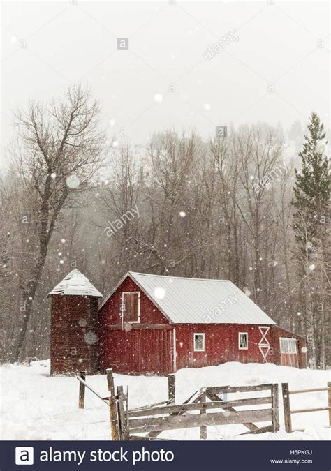 Download This Stock Image Rustic Old Red Barn In Beautiful Snowy