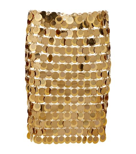 Paco Rabanne Gold Sequin Embellished Mini Skirt Harrods UK