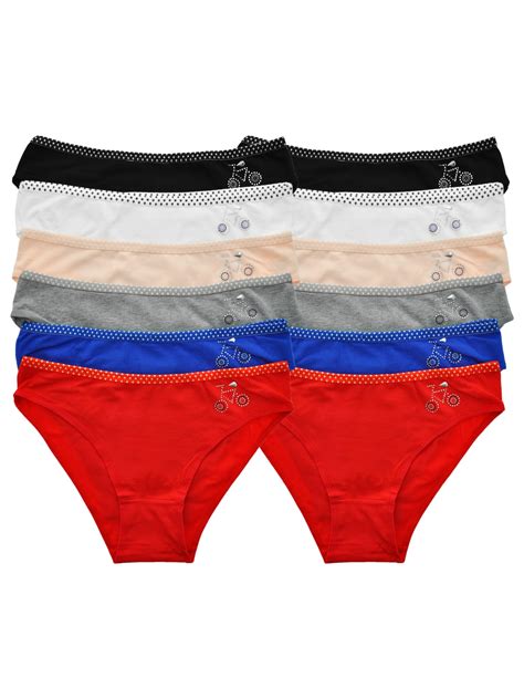 Angelina Women S Cotton Bikini Panties With Rhinestone Bicycle Detail