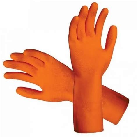 Washable Orange Rubber Hand Gloves At Rs Pair In Gurgaon Id