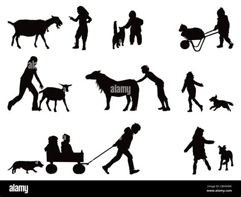 Children playing with animals Stock Photo - Alamy