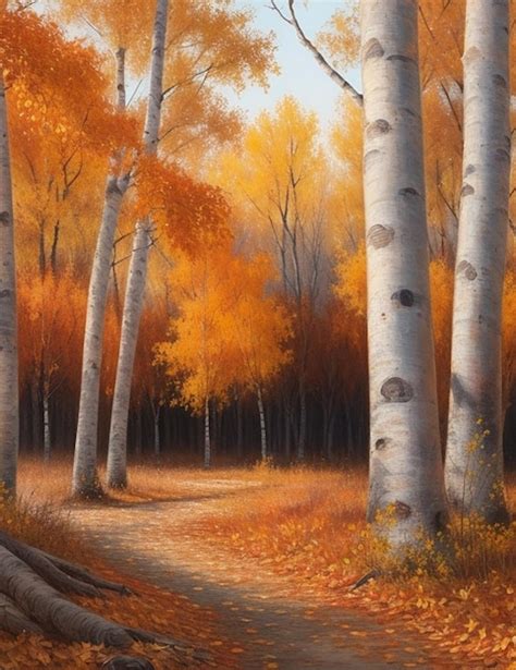 Premium Ai Image Beautiful Illustration Of A Birch Grove In Autumn Season