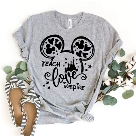 Disney Teacher Shirt Teacher Disney Shirt Teach Love Inspire Etsy