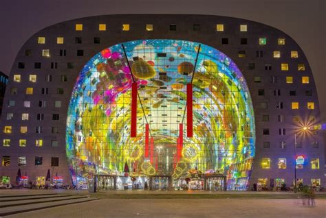 Wallpaper Id Markthal Night Rotterdam Netherlands Lights