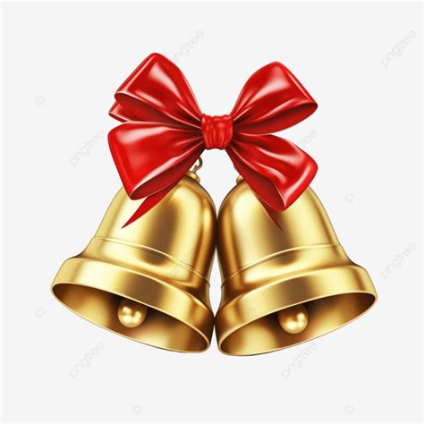 Golden Christmas Bells With Red Bow Santa And Gifts Santa Sack