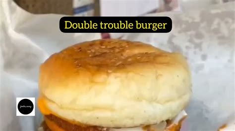 Double Trouble Cheese Burger ₹99 Affordable Burger Yummy Veg Burger Cheesyburger Foodie