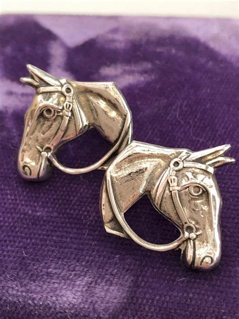 1940s Vintage Sterling Silver Horse Head Earrings Sterling Etsy