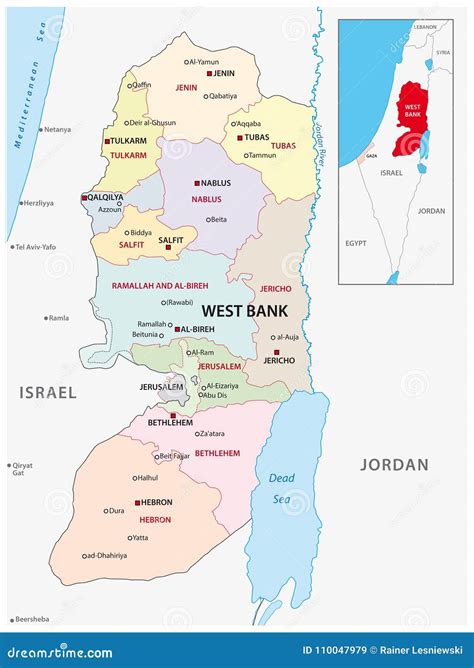 Mapa De Oriente Medio De Cisjordania