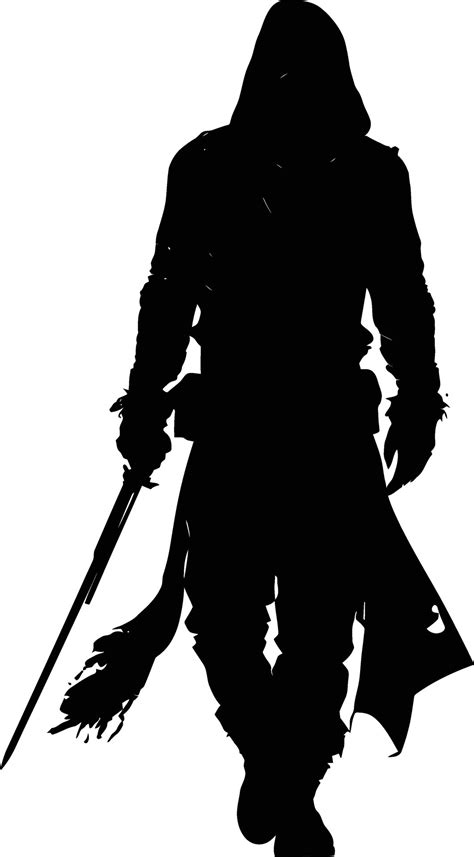 Ai Generated Silhouette Assassin Full Body Black Color Only 37458468