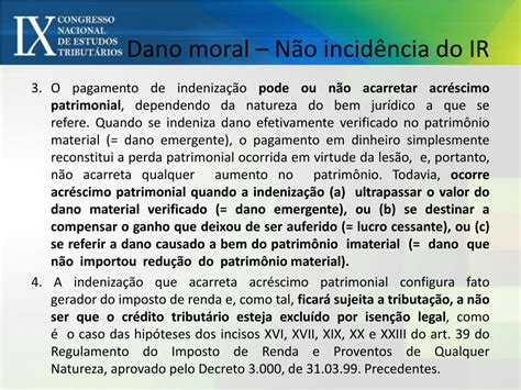 Ppt O Stj E A Não Incidência Do Ir Nas Indenizações Por Danos Morais