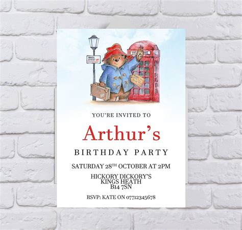 Personalised Paddington Bear Party Invitations For All Ages Etsy