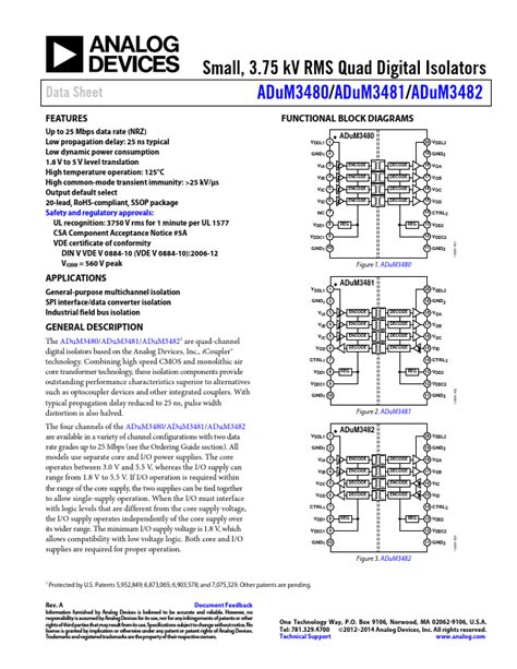 Adum Datasheet Pdf Kv Rms Quad Digital Isolators