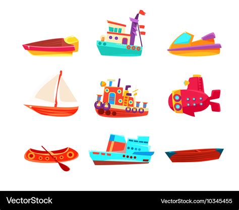 Water Transport Toy Boats Icon Collection Vector Image