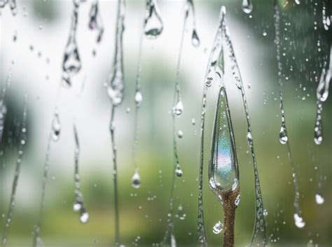 Gota de lluvia sobre el cristal de la ventana con fondo de árbol Foto