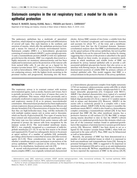 PDF Sialomucin Complex In The Rat Respiratory Tract A Model For Its