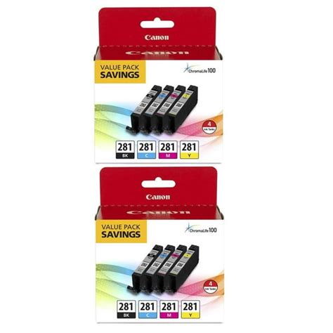 Canon 2 Pack Cli 281 Bkcmy Combo 4 Pack Of Black Cyan Magenta And