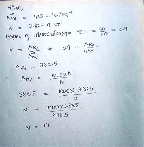 For HCl Solution At 25C The Equivalent Conductivity At Infinite