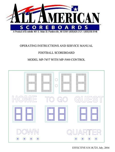 EVERBRITE ELECTRONICS ALL AMERICAN SCOREBOARDS MP 7457 OPERATING