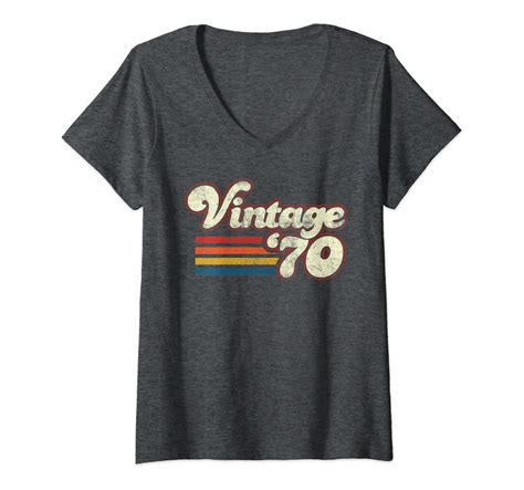 Womens Vintage 1970 50th Birthday Top V Neck T Shirt 5