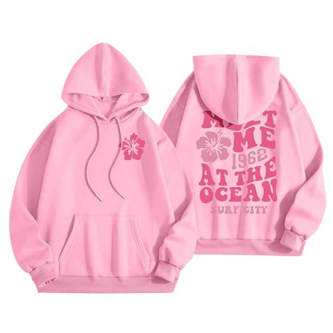 Pink Palm Puff Hoodie Pink Palm Puff Hoodies Long Sleeve Letter Print Casual Graphic Hoodies