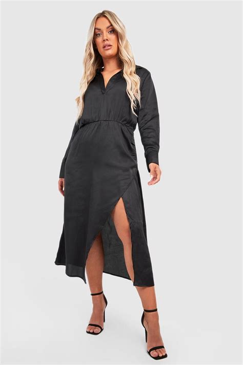 The Plus Satin Midaxi Dress Boohoo Uk