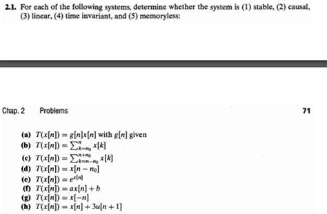 Solved 2 1 For Each Of The Following Systems Determine Chegg