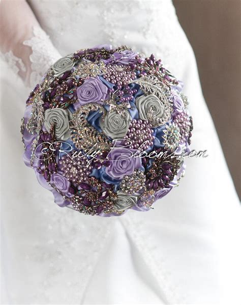 Pewter Lavender Wedding Brooch Bouquet Lavender Delight Iris Purple