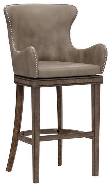 Bowery Hill H Contemporary Faux Leather Swivel Bar Stool In