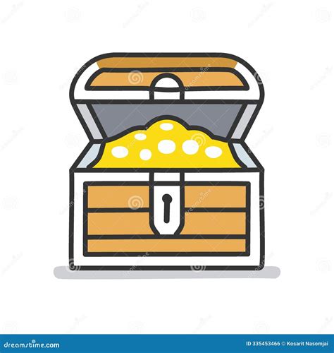 Open Treasure Chest. Open Wooden Chest Filled with Gold Coins