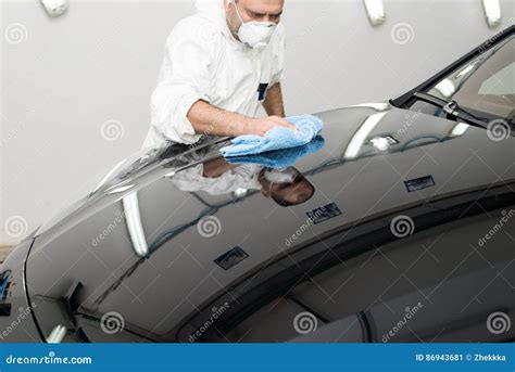 Polished black car stock image. Image of cleaning, garage - 86943681