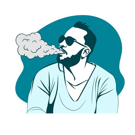 Bearded Young Man Vaping Vape And Smoke Concept 9156876 Vector Art