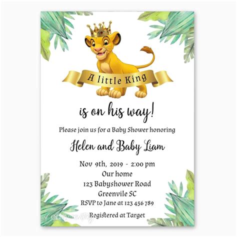 Lion King Baby Shower Invitation – Easy Inviting