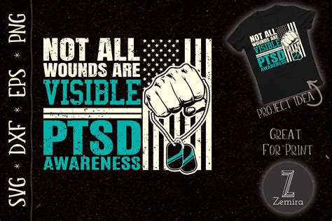 Not All Wounds Are Visible PTSD Veteran Graphic By Zemira Creative