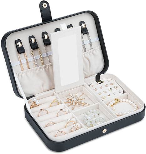 V Lafuy Travel Jewelry Case With Mirror Portable Organizer Small