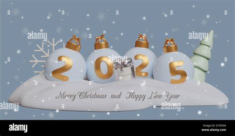 Merry Christmas 2025 Greeting Card 3d Illustration Stock Photo Alamy