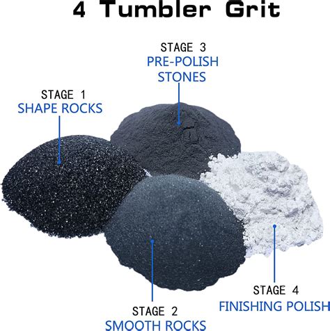 LBS Rock Tumbler Grit Media 5 In 1 Kit Inculd 4 Steps Rock Polishing